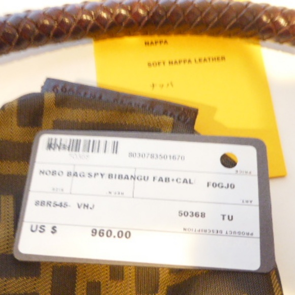 FENDI Brown Satin Leather Nappa Spy Handbag Hobo - Picture 8 of 9